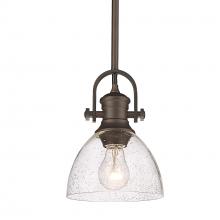  3118-M1L RBZ-SD - Hines Mini Pendant in Rubbed Bronze with Seeded Glass